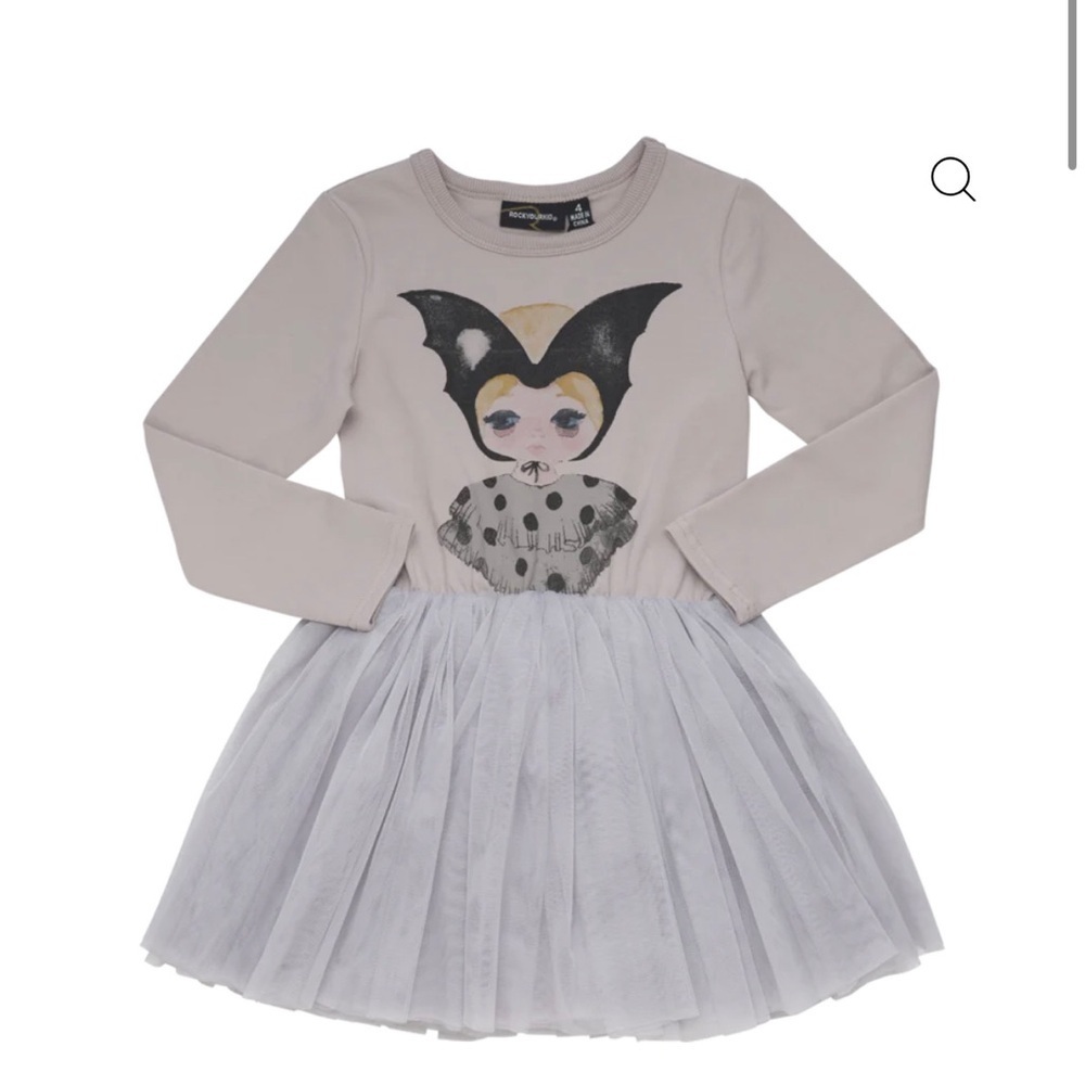 Rock Your Baby Beige and Gray Dress Bat girl circus dress. Euro 3y